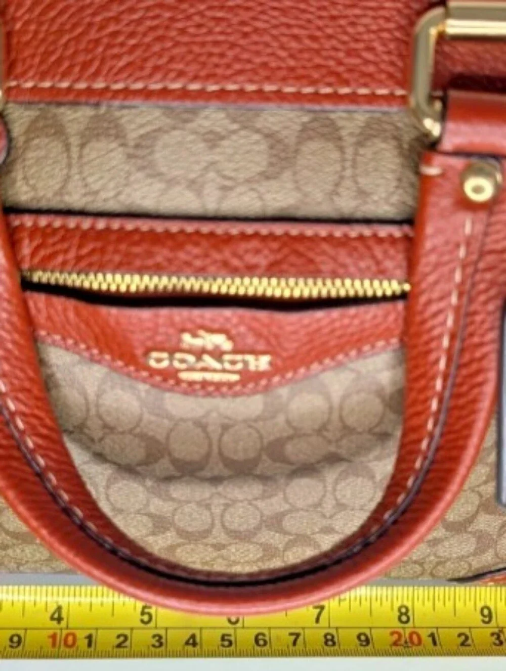 COACH MILLIE KHAKI TERRACOTTA Leather Satchel Bag STUNNING